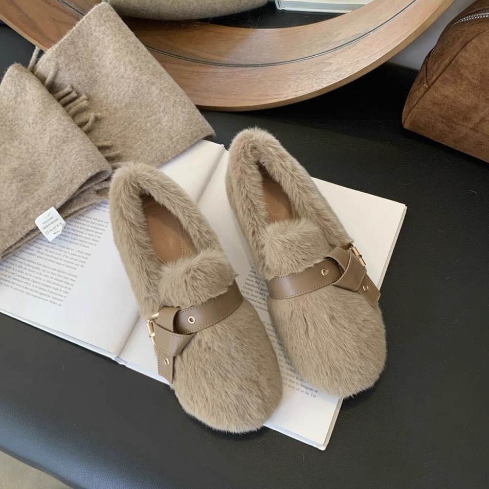Women's Faux Fur Loafers in Brown